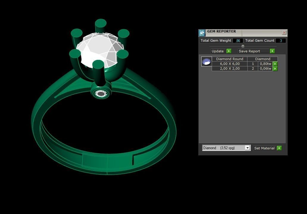 Rings 3D engagement ring gold 3D print model_3