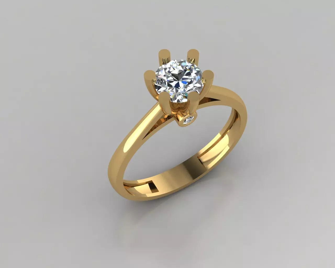 Rings 3D engagement ring gold 3D print model_0