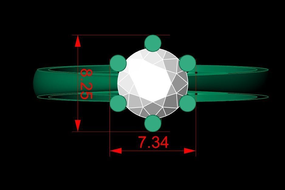 Rings 3D engagement ring gold 3D print model_4