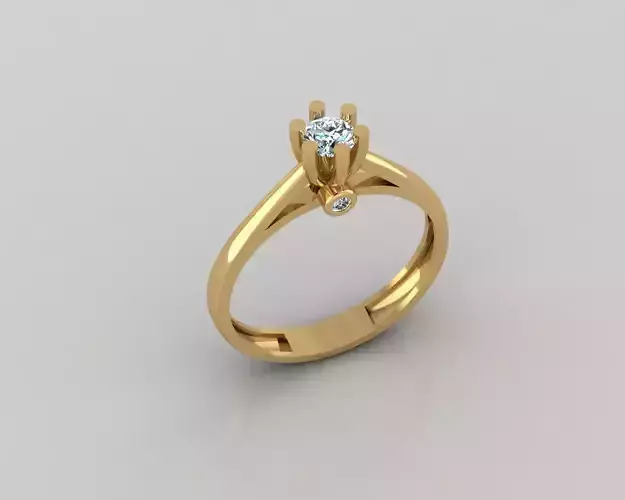 Rings 3D gold engagement ring with diamond in center