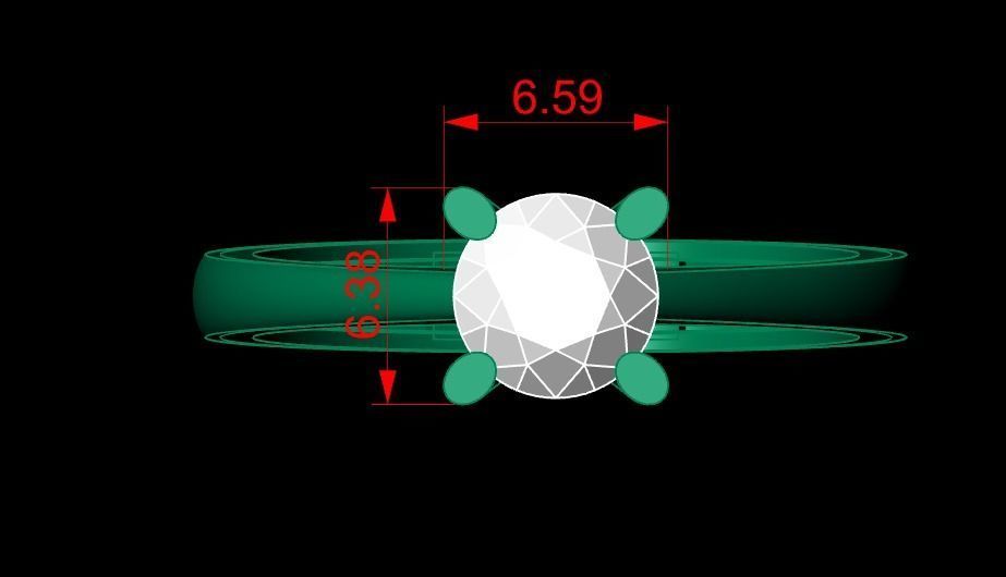 Rings 3D engagement ring gold 3D print model_4