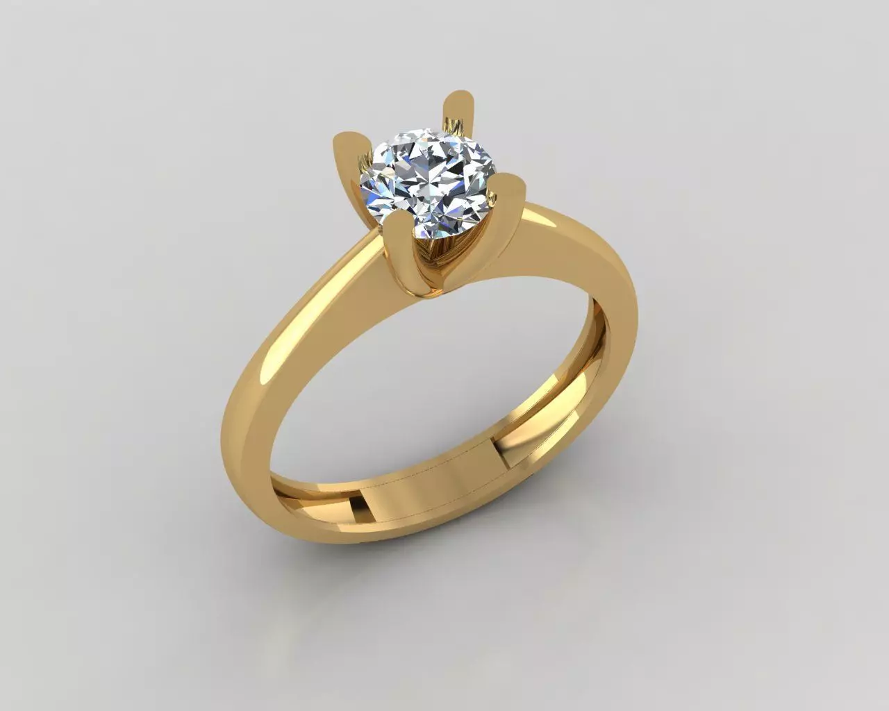 Rings 3D engagement ring gold 3D print model_0