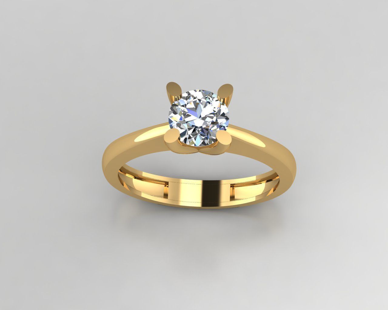 Rings 3D engagement ring gold 3D print model_2