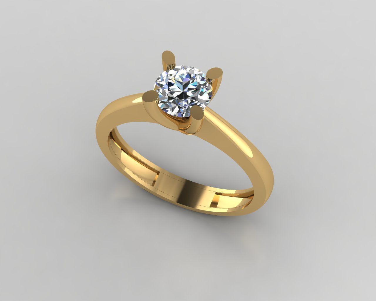 Rings 3D engagement ring gold 3D print model_1