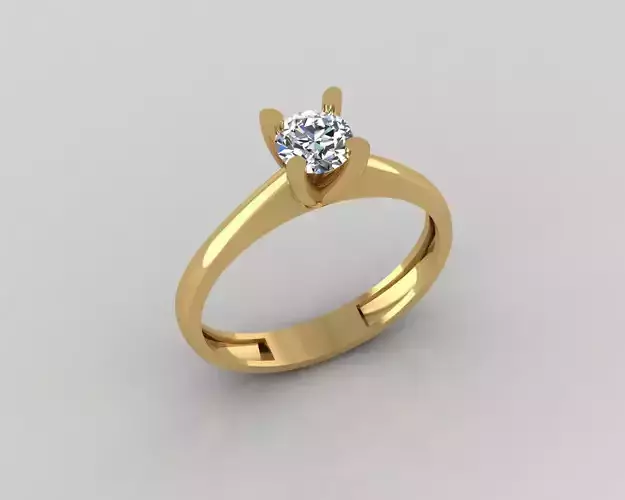 Rings 3D gold engagement ring with diamond 3D print model