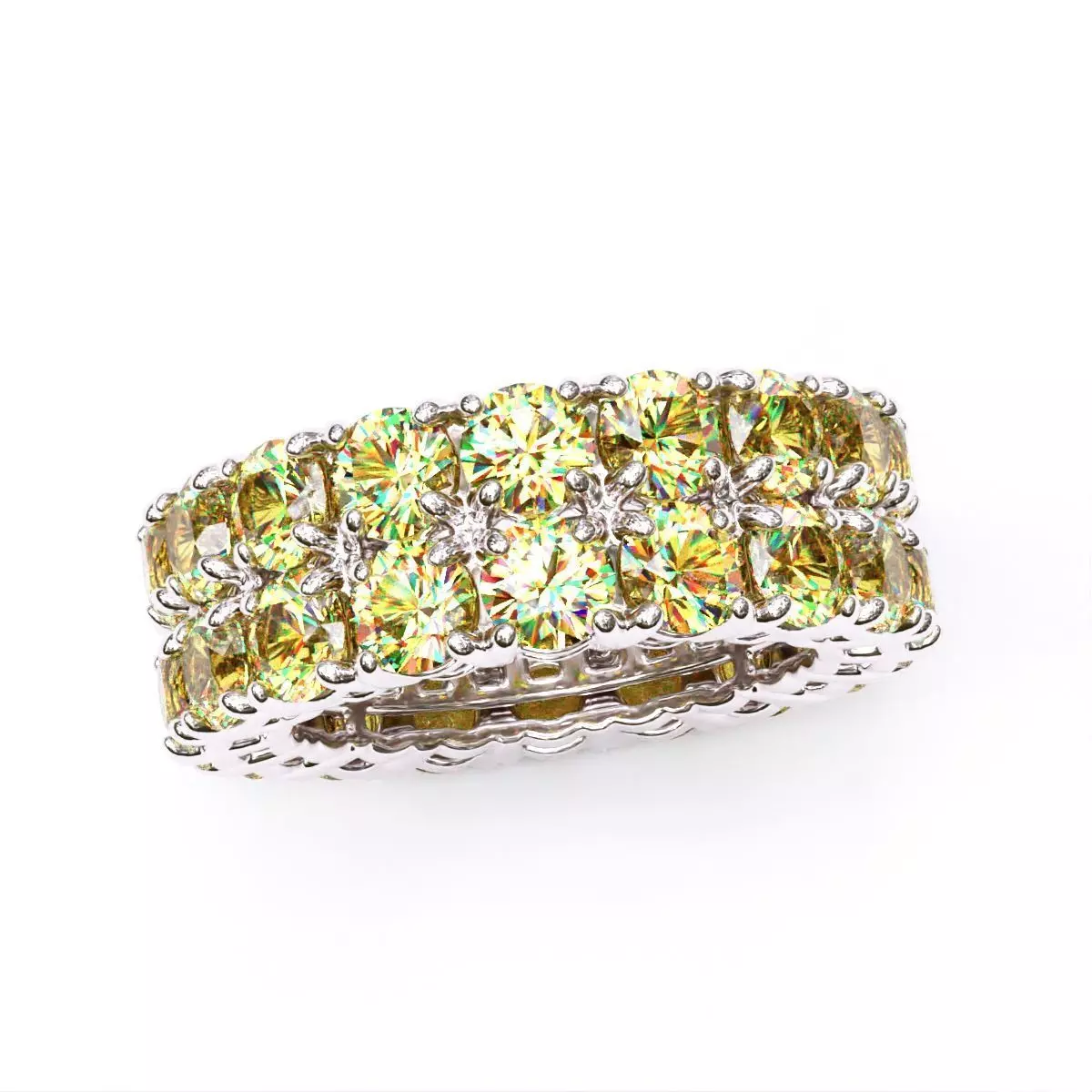 2-Row Yellow diamond Eternity Ring 3D print model