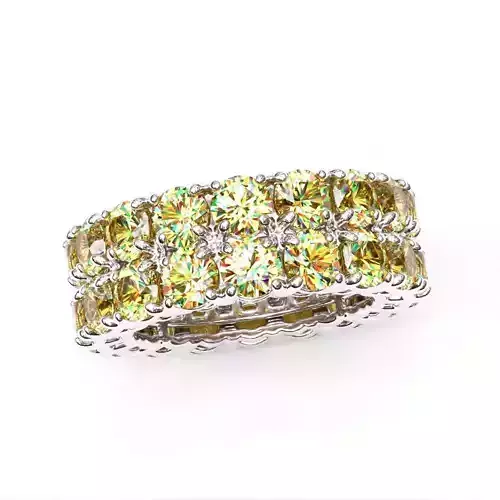 2-Row Yellow diamond Eternity Ring 