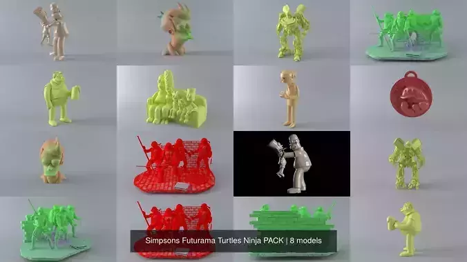 Simpsons Futurama Turtles Ninja PACK 3D Model Collection