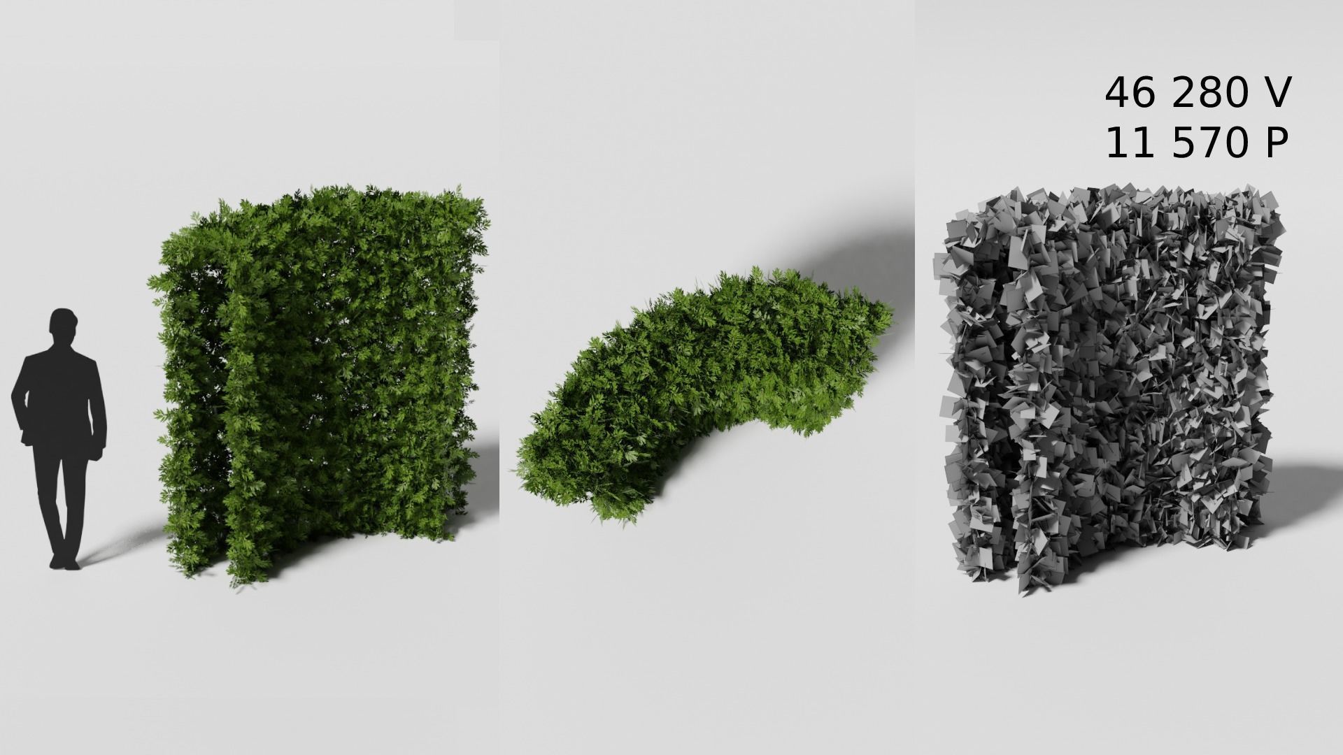 Garden boxwood wall set v3 Low-poly 3D model_7
