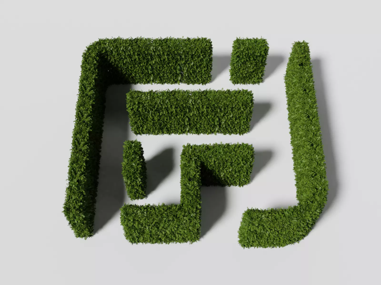 Garden boxwood wall set v3 Low-poly 3D model_0