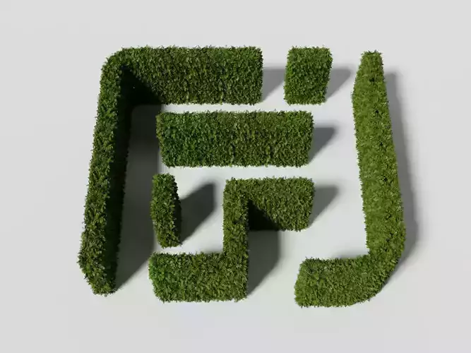 Garden boxwood wall set v3 Low-poly 3D model