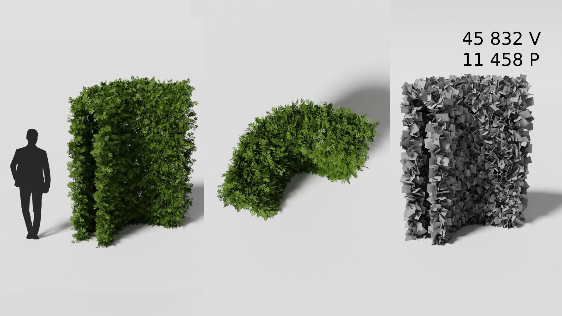 Garden boxwood wall set v3 Low-poly 3D model_6