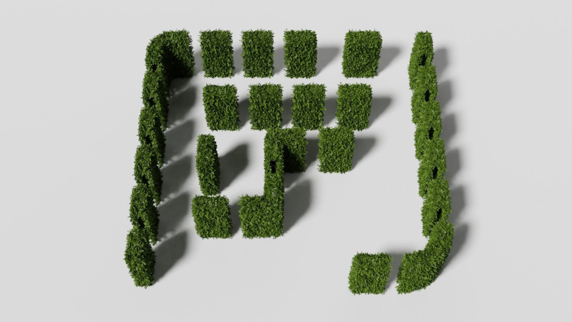 Garden boxwood wall set v3 Low-poly 3D model_1