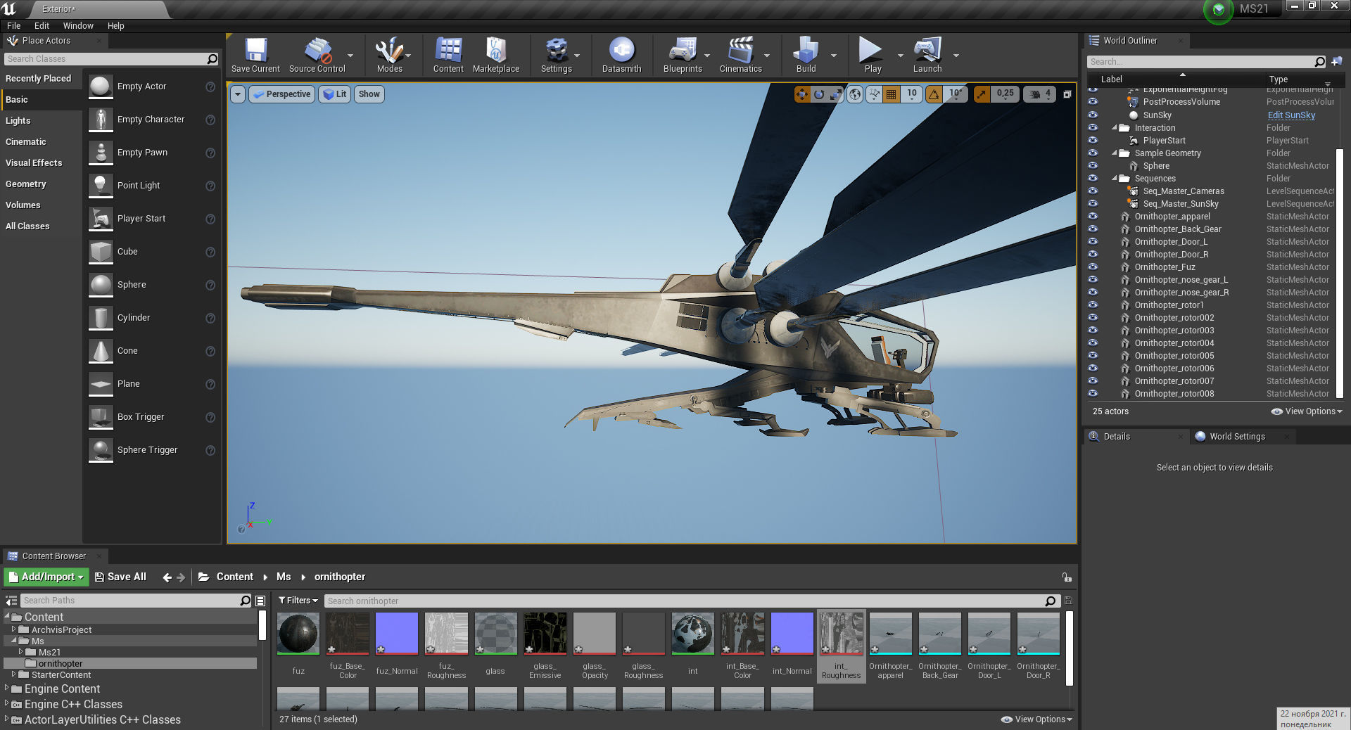 Ornithopter futuristic helicopter with two propellers 3D model_13