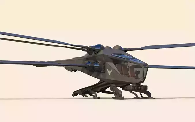 Ornithopter futuristic helicopter with two propellers 3D model