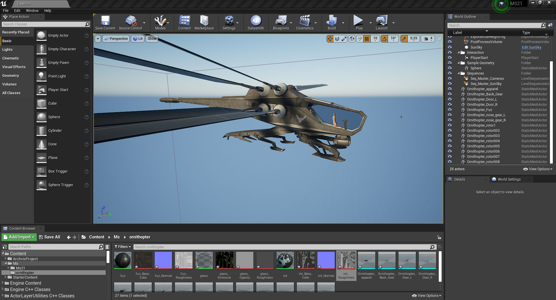 Ornithopter futuristic helicopter with two propellers 3D model_12