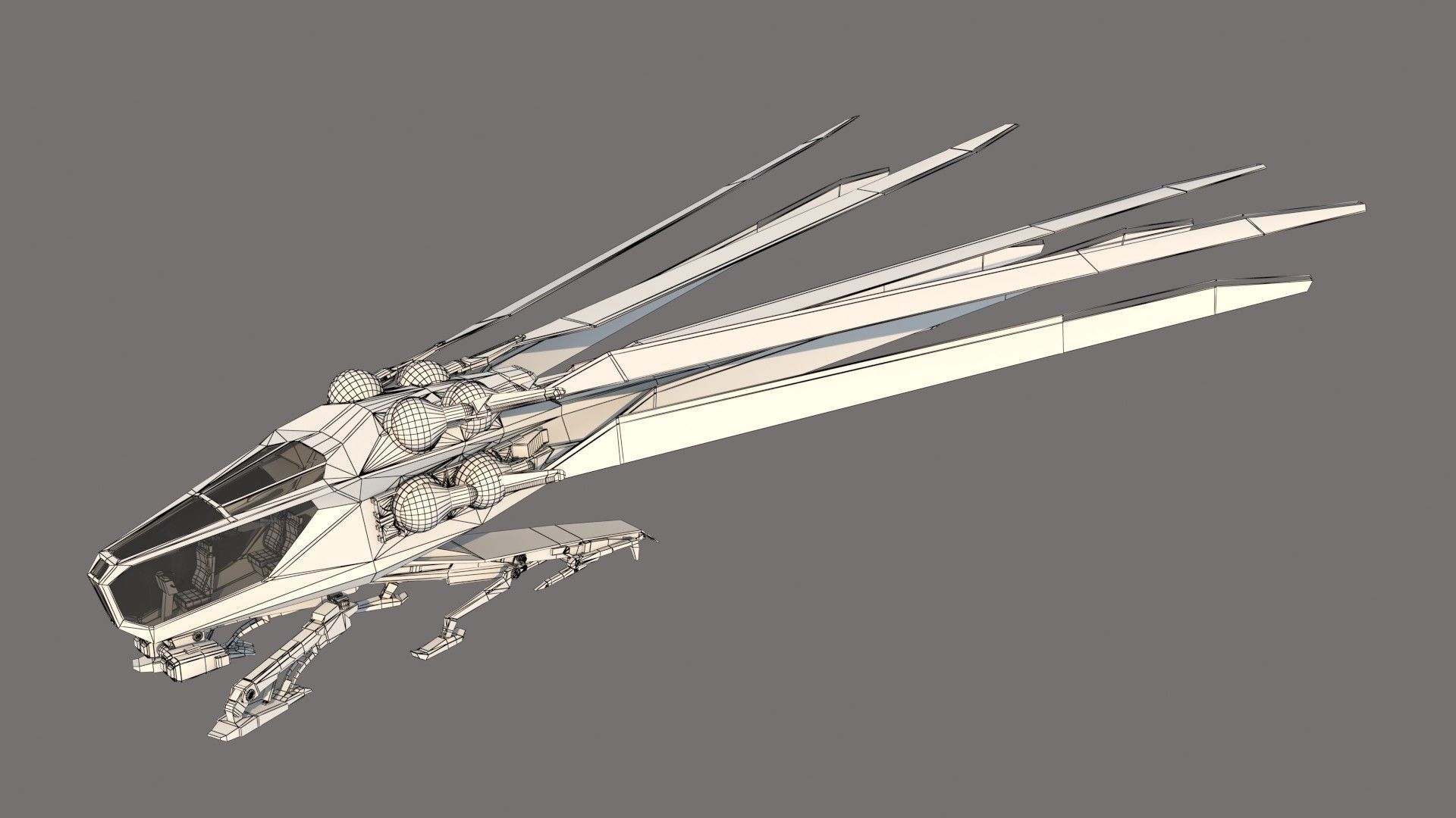 Ornithopter futuristic helicopter with two propellers 3D model_17