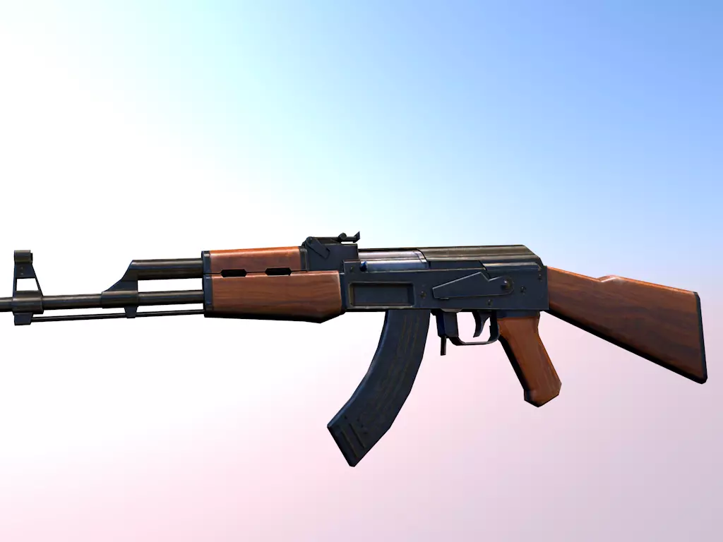 AK47 gun Low-poly 3D model_0