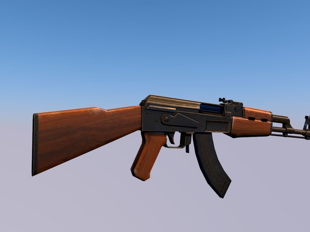 AK47 gun Low-poly 3D model_4