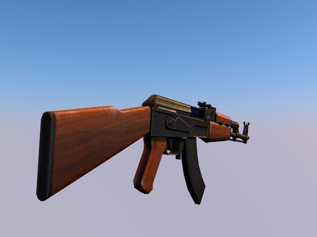 AK47 gun Low-poly 3D model_3