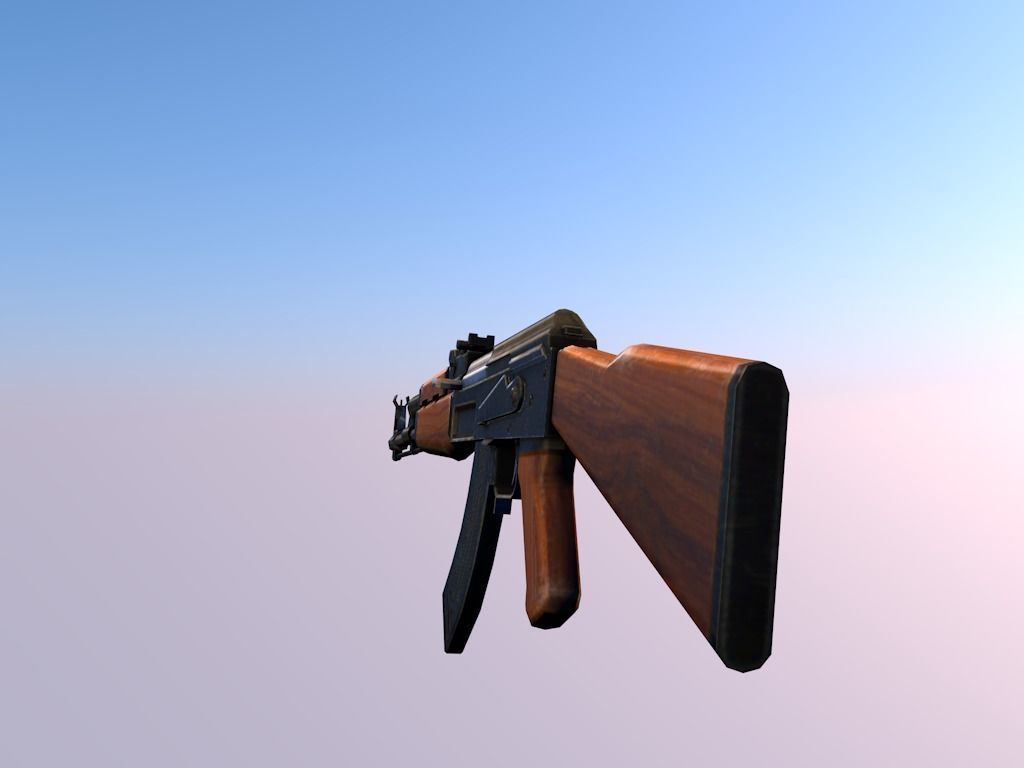 AK47 gun Low-poly 3D model_2