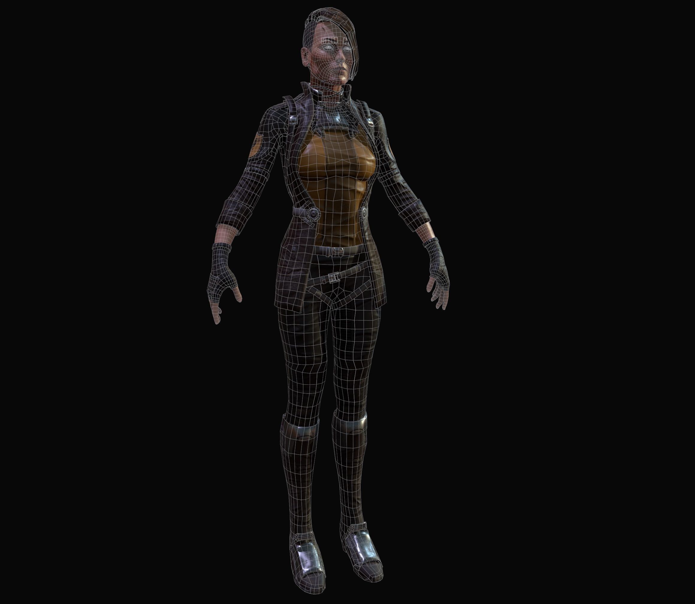 Sci-Fi Girl Low-poly 3D model_8
