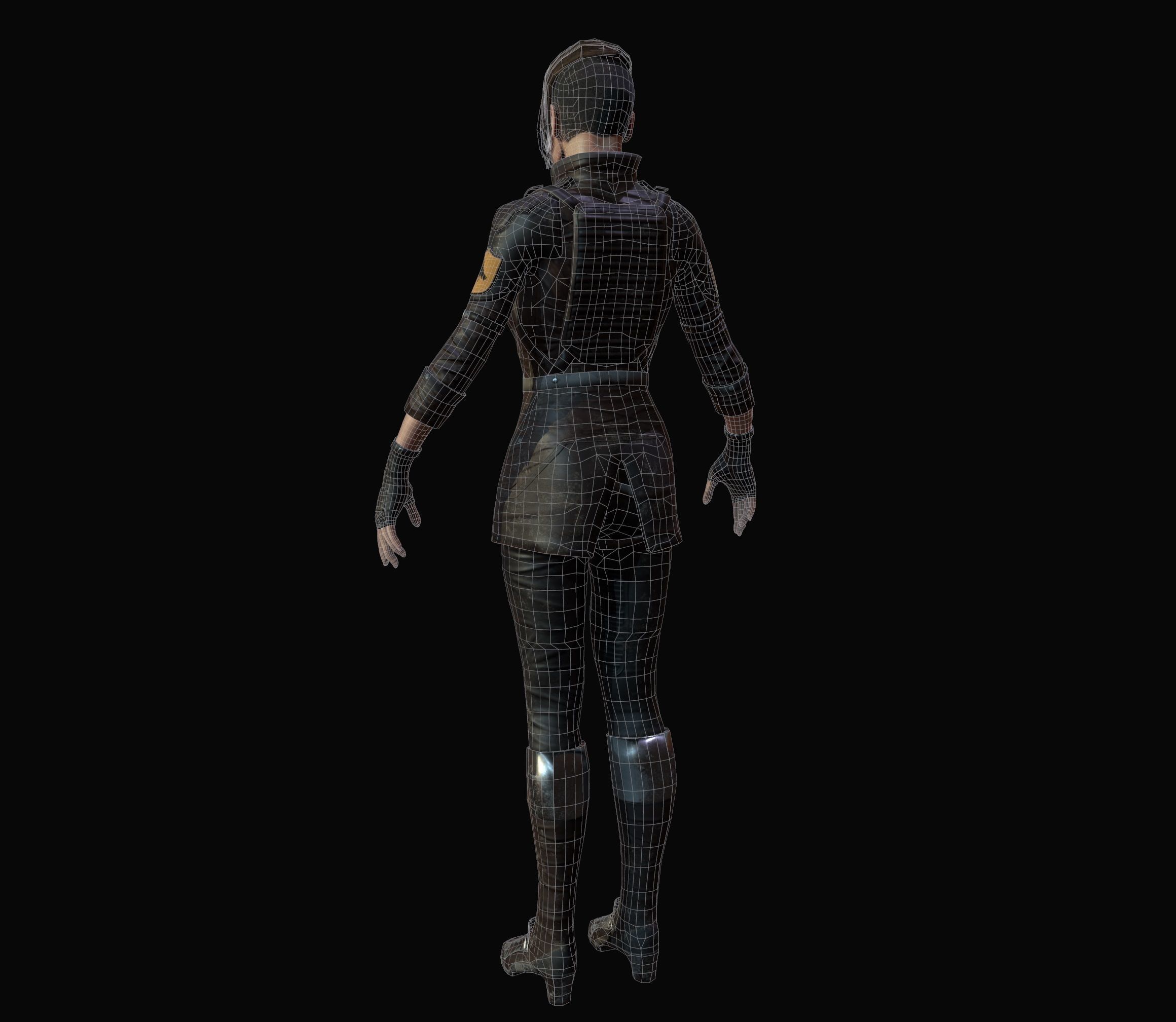 Sci-Fi Girl Low-poly 3D model_10