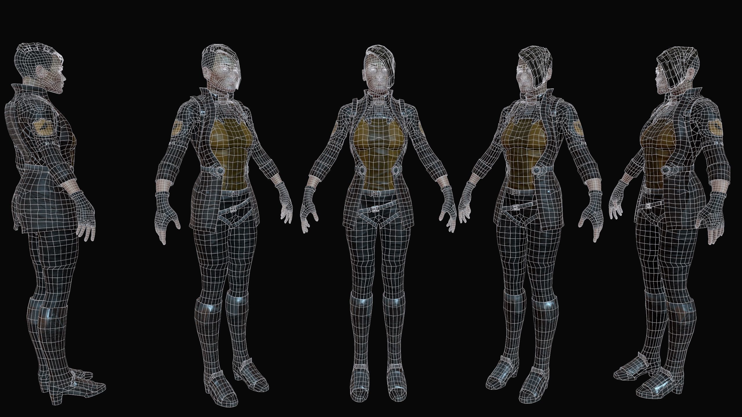 Sci-Fi Girl Low-poly 3D model_1