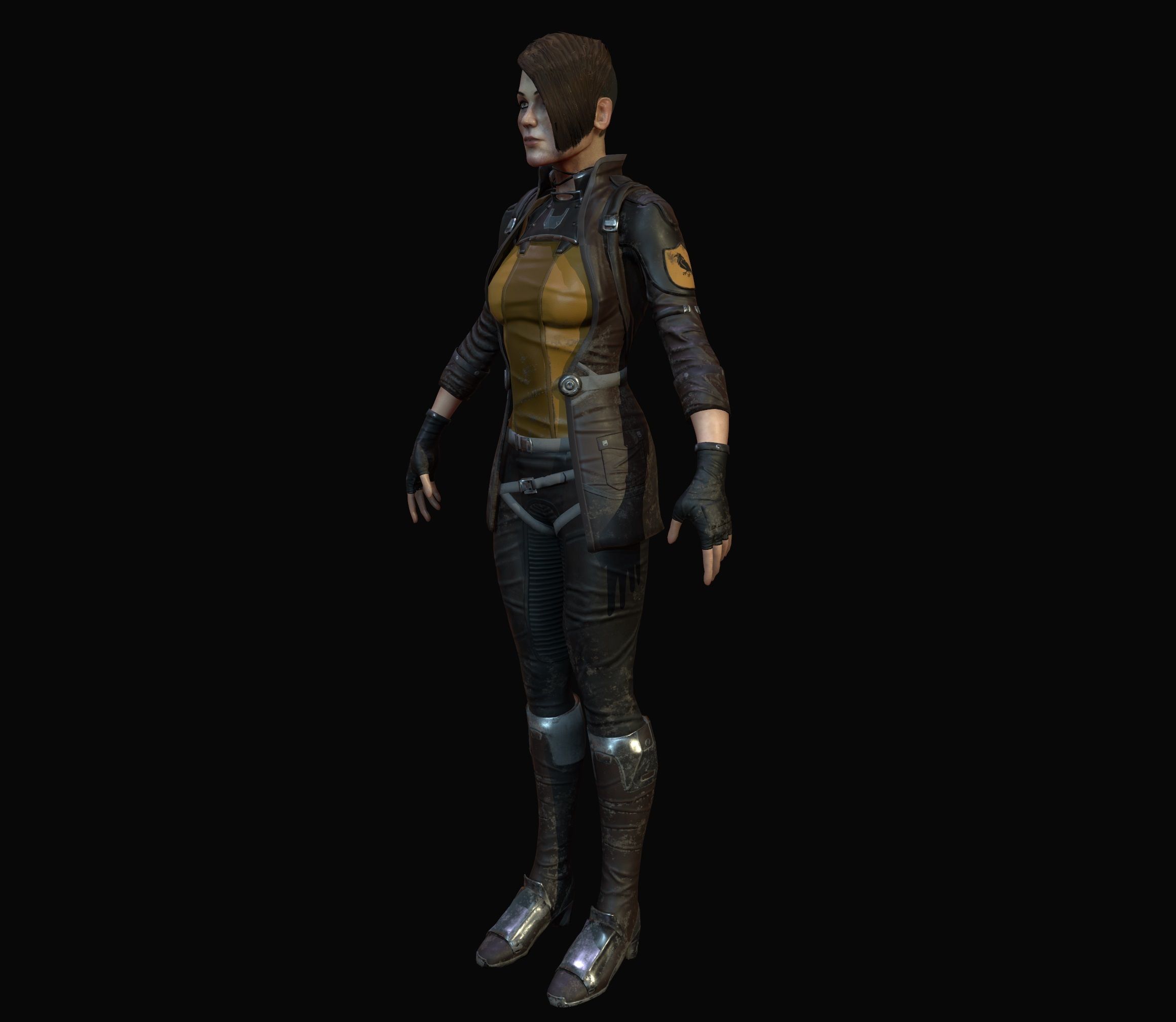 Sci-Fi Girl Low-poly 3D model_3