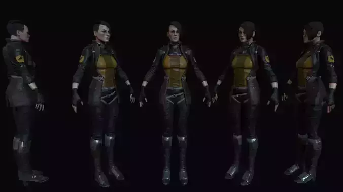 Sci-Fi Girl Low-poly 3D model