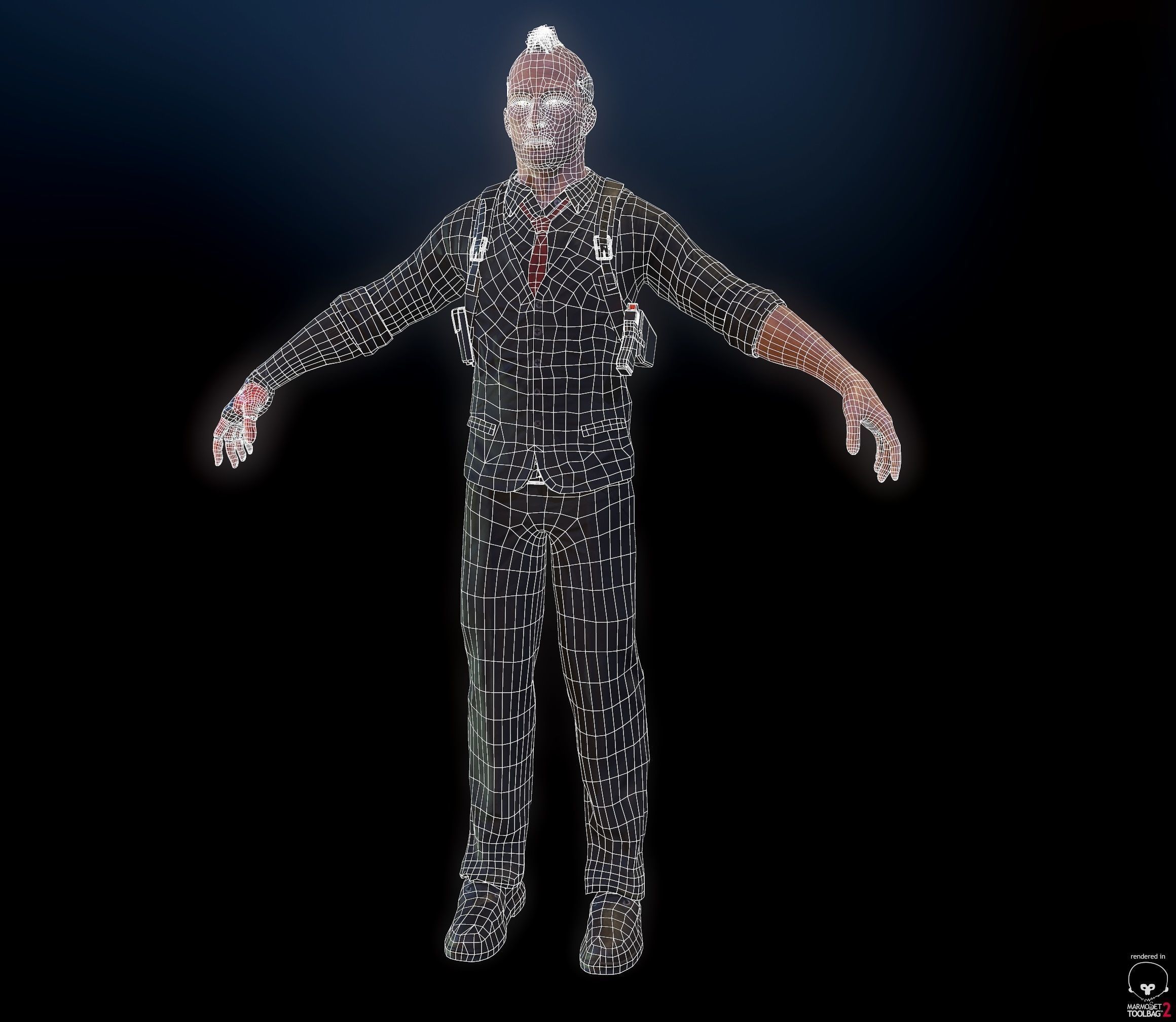 Cyberpunk detective Low-poly 3D model_11