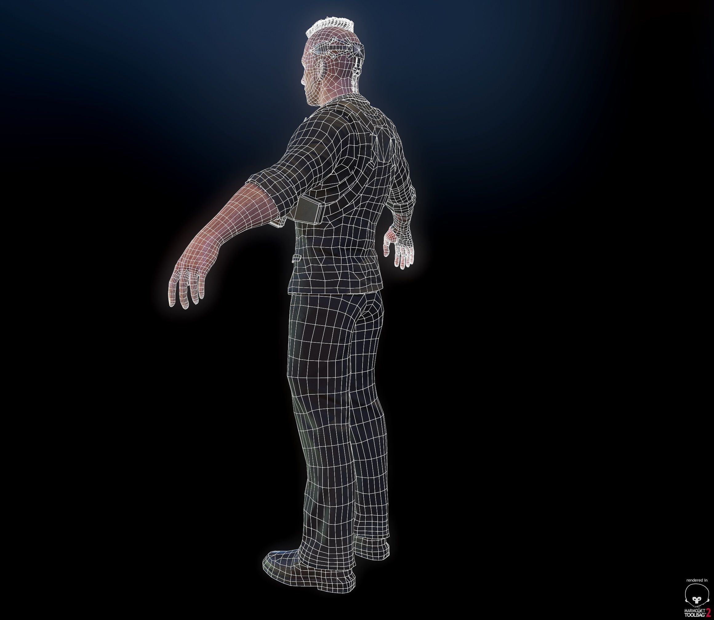 Cyberpunk detective Low-poly 3D model_15