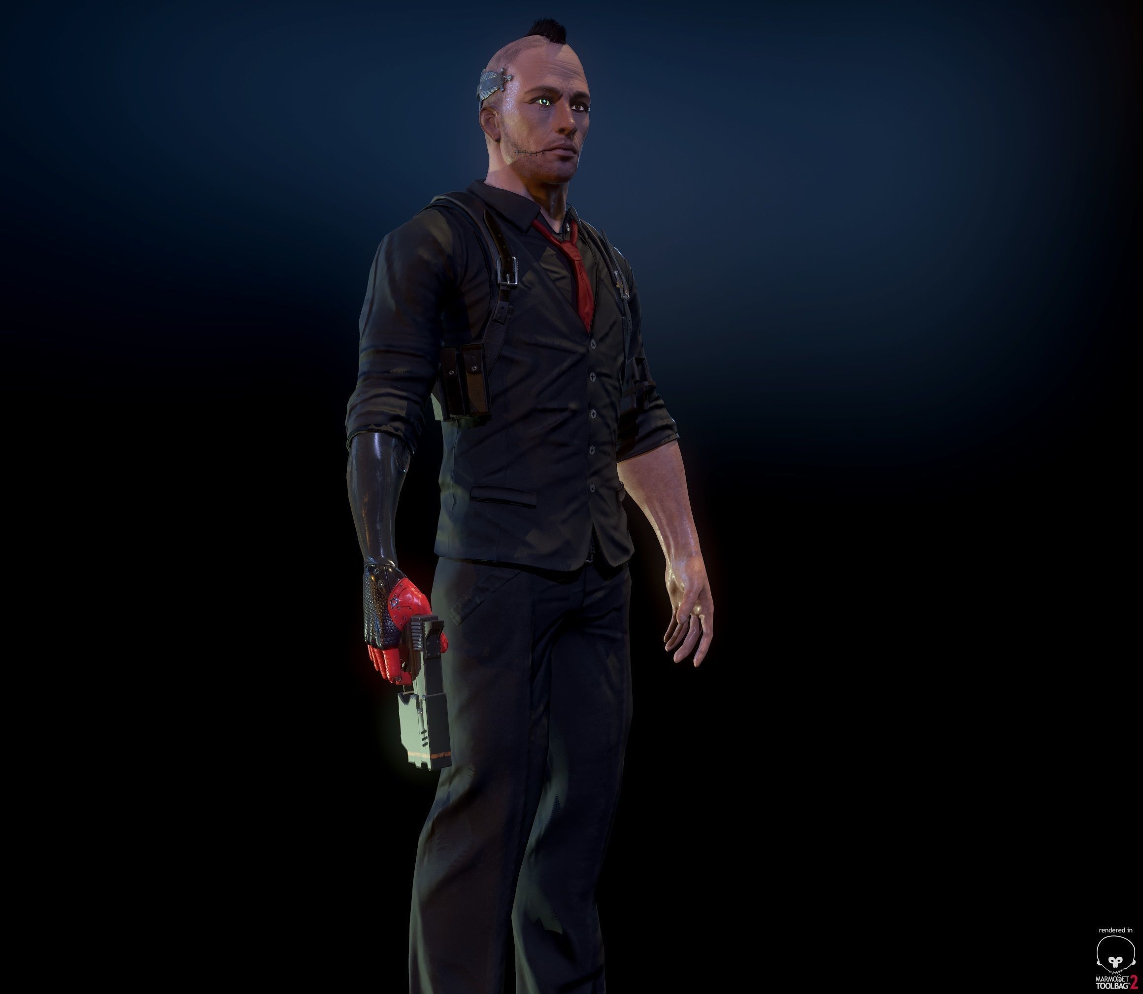 Cyberpunk detective Low-poly 3D model_20