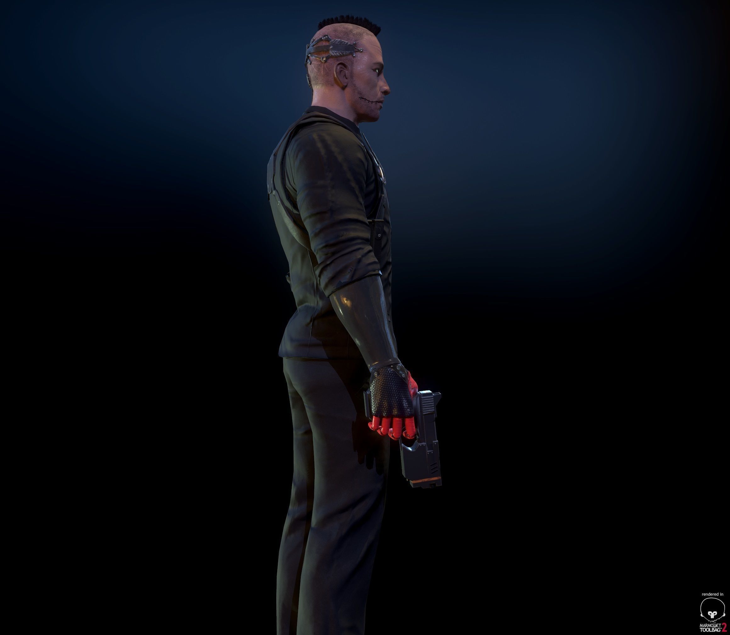 Cyberpunk detective Low-poly 3D model_9