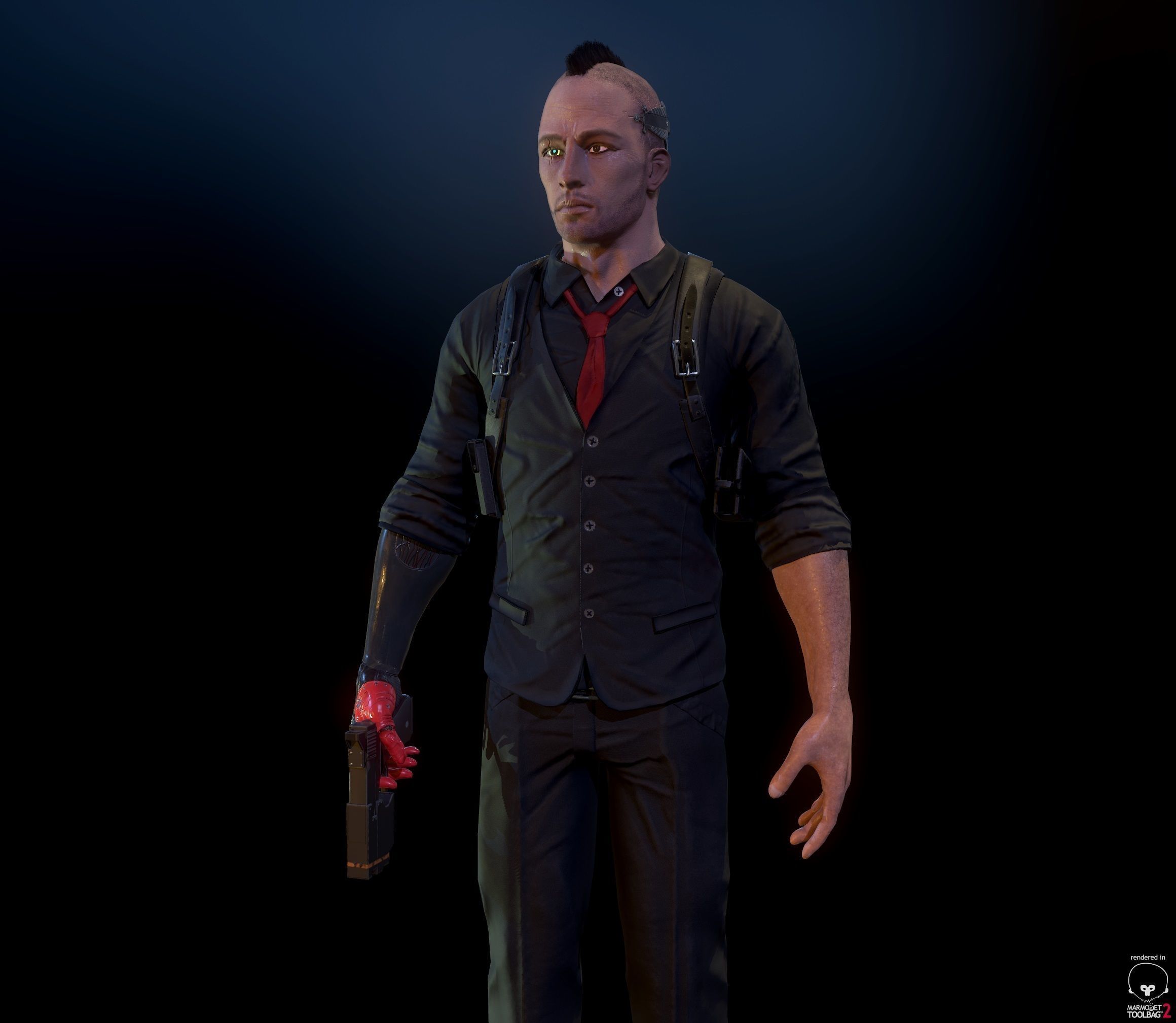 Cyberpunk detective Low-poly 3D model_1