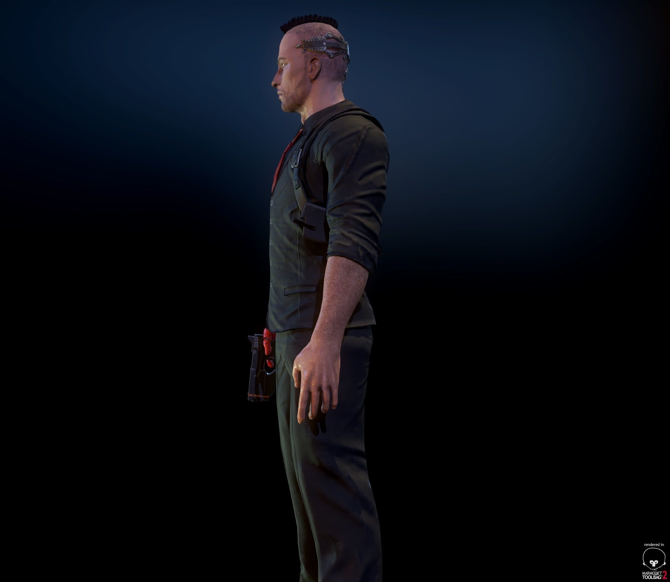 Cyberpunk detective Low-poly 3D model_6