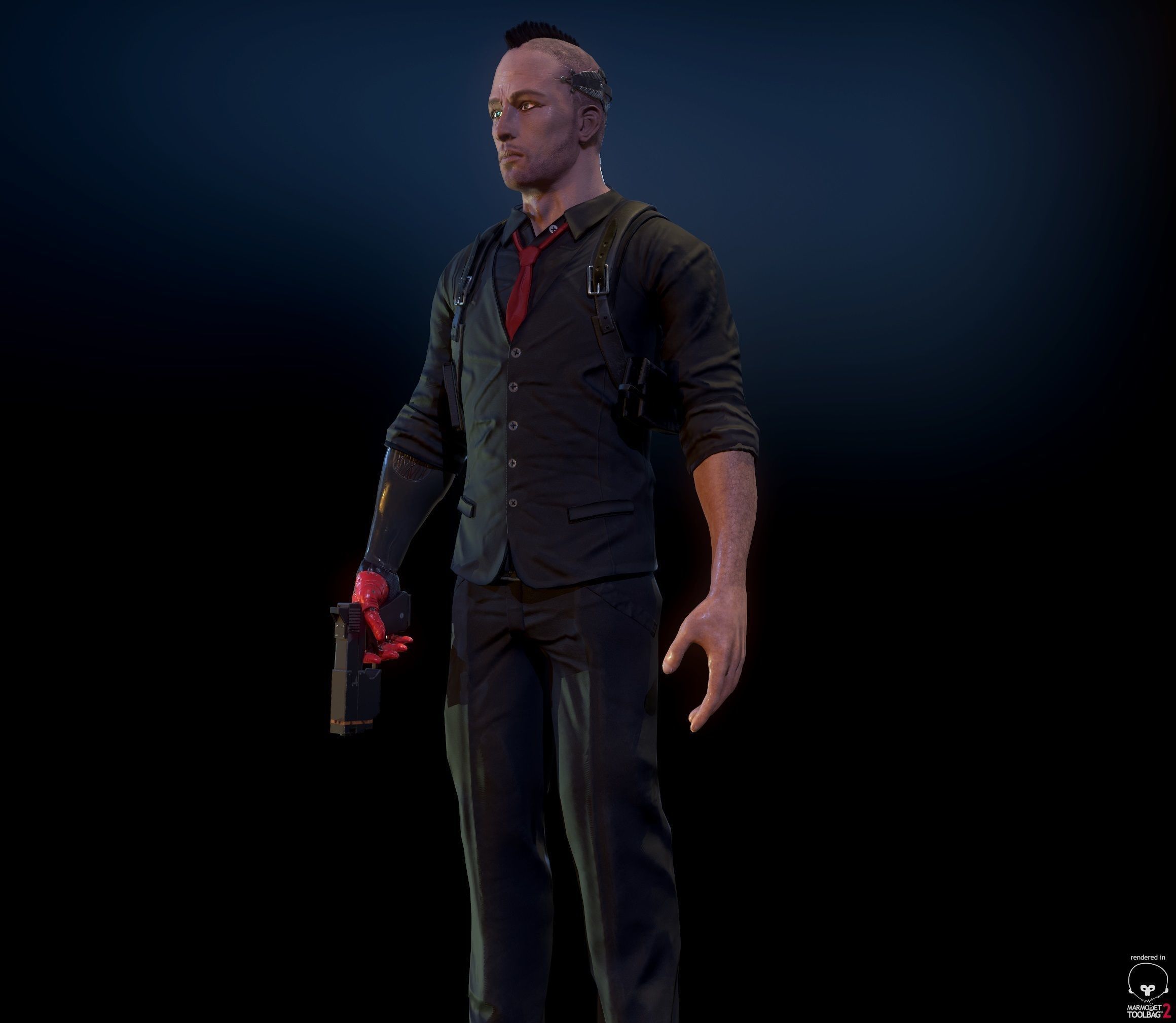 Cyberpunk detective Low-poly 3D model_5