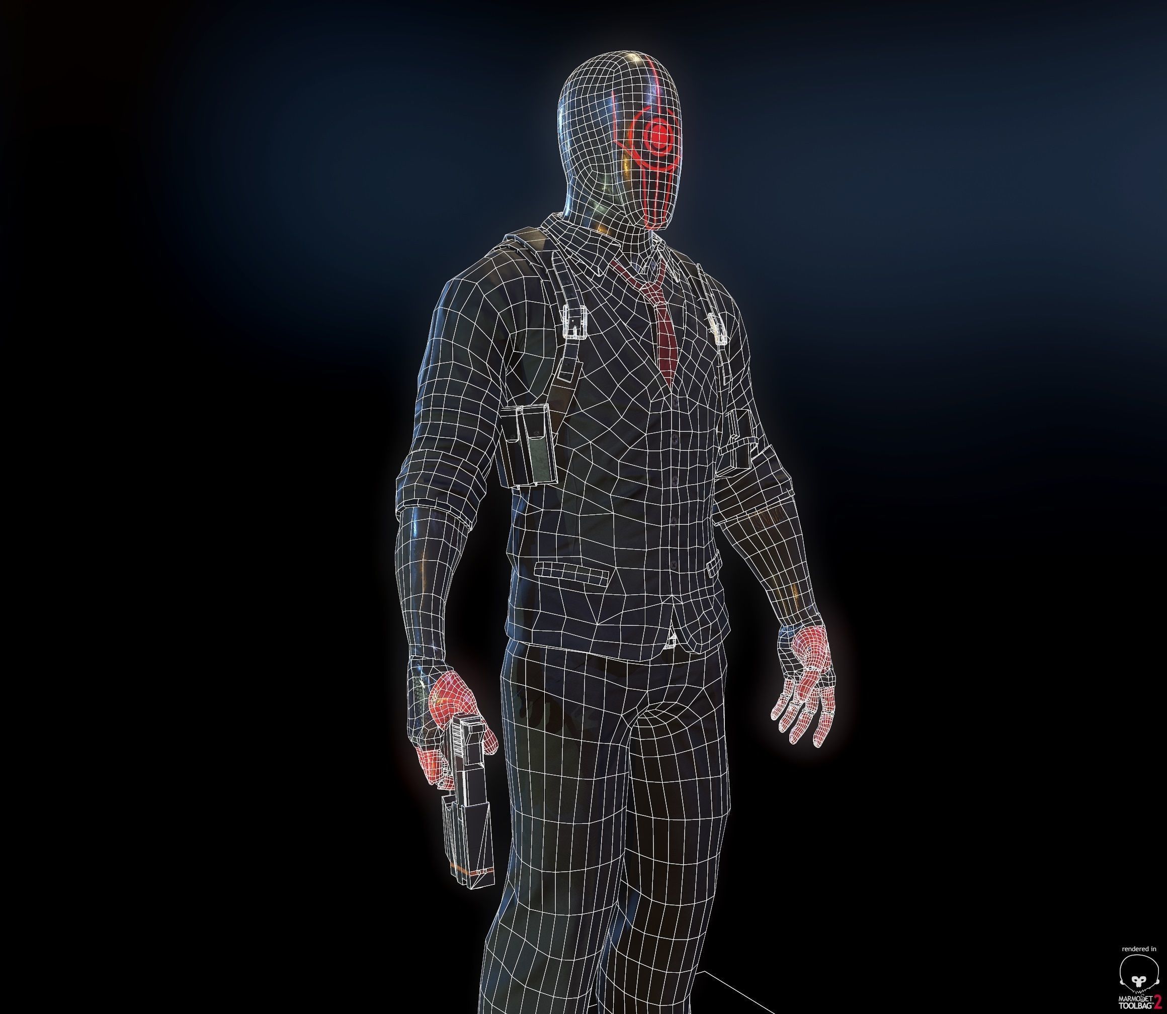 Cyberpunk detective Low-poly 3D model_4