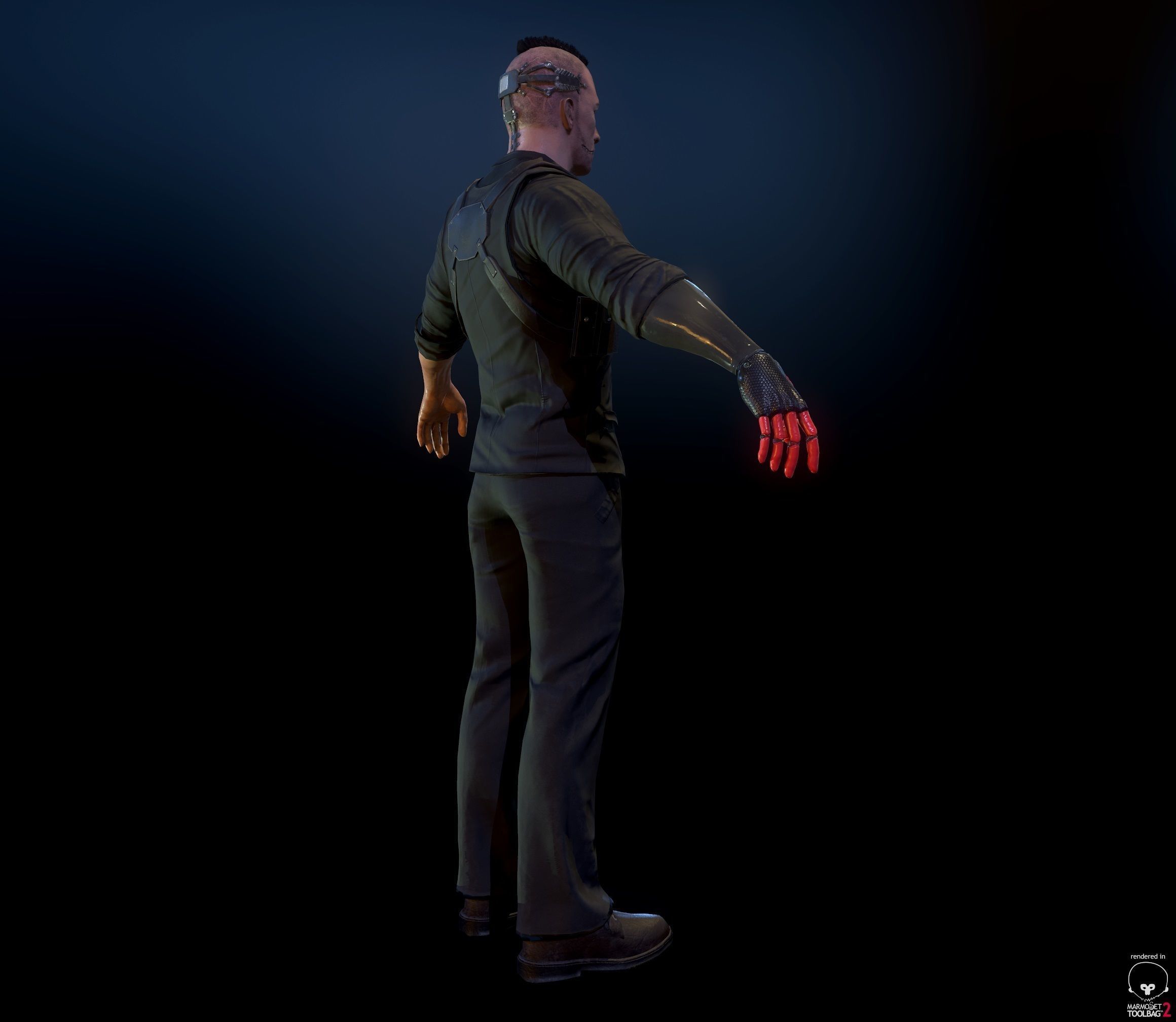 Cyberpunk detective Low-poly 3D model_18