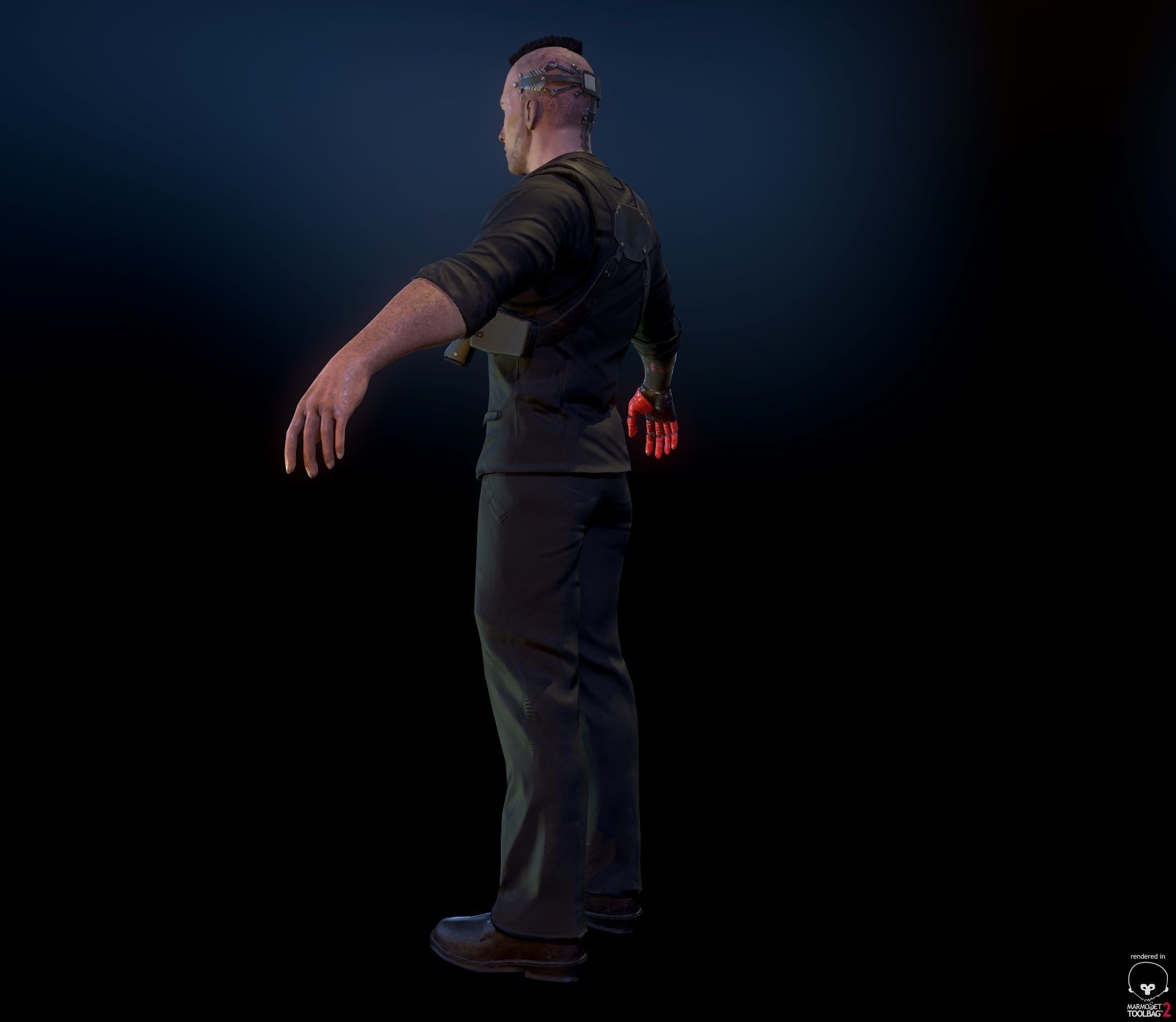 Cyberpunk detective Low-poly 3D model_14