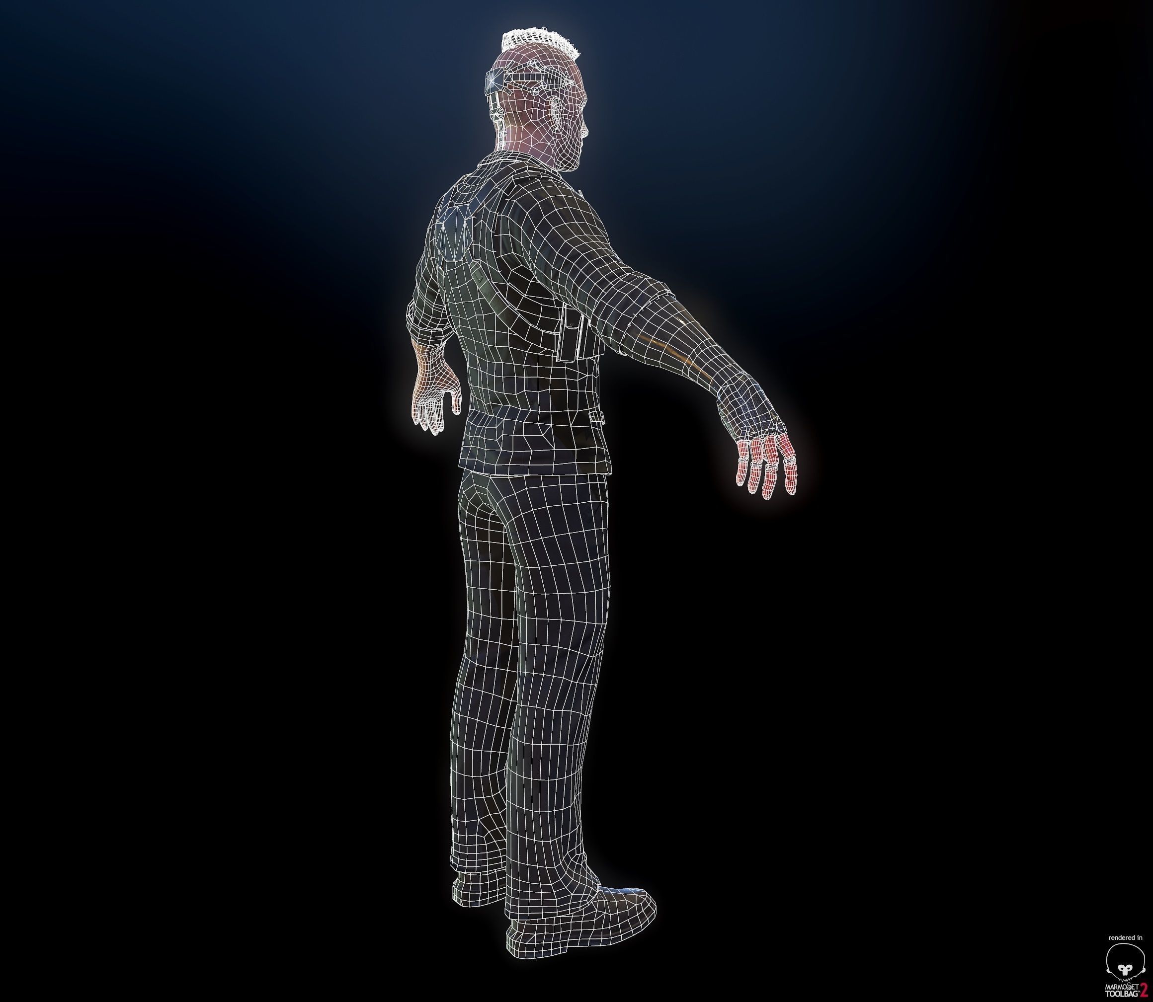 Cyberpunk detective Low-poly 3D model_19