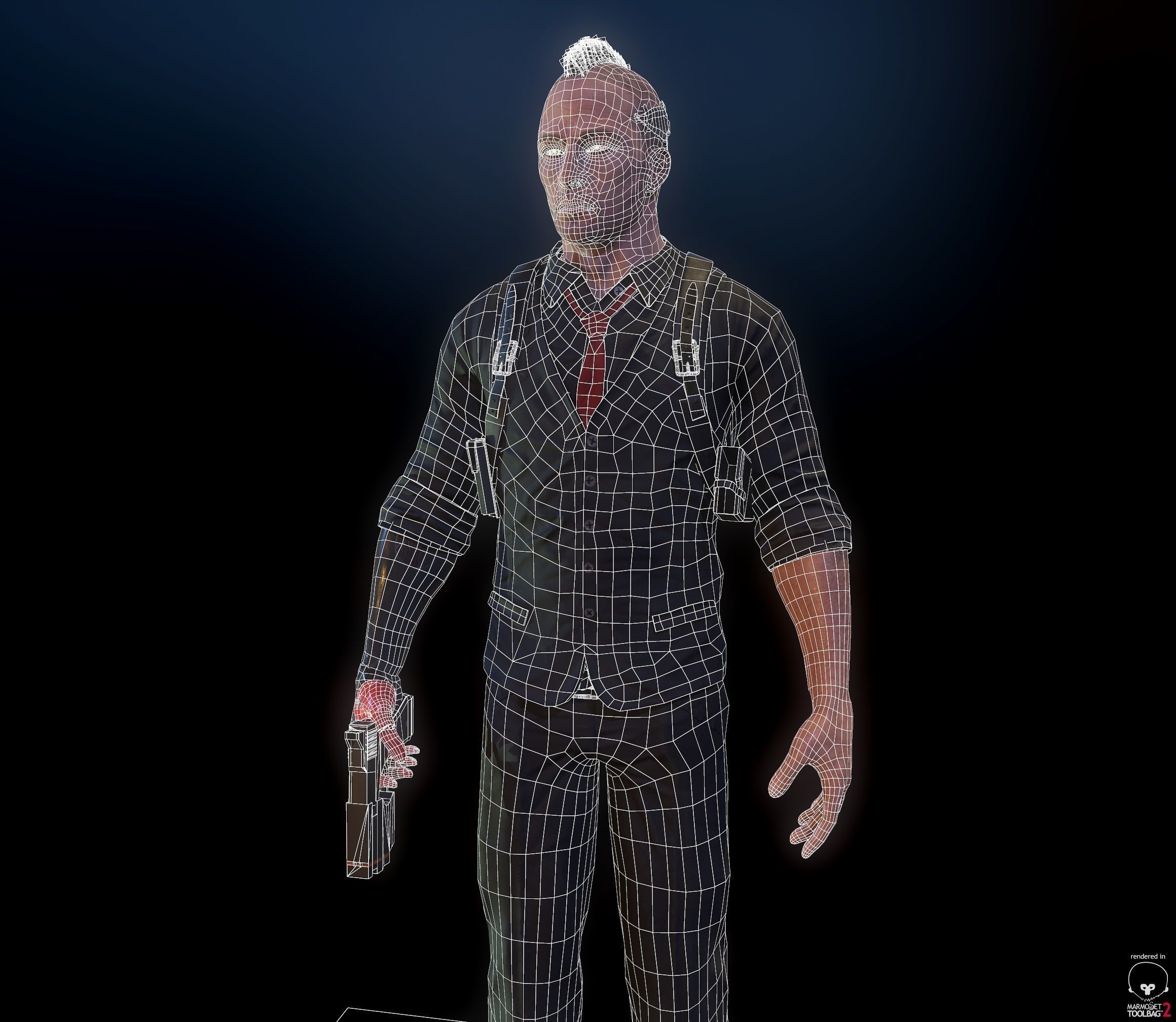 Cyberpunk detective Low-poly 3D model_2