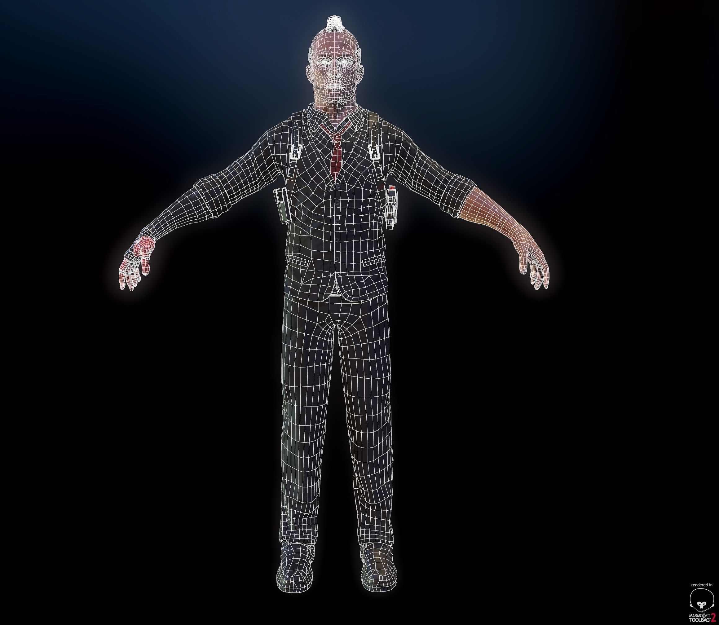 Cyberpunk detective Low-poly 3D model_25