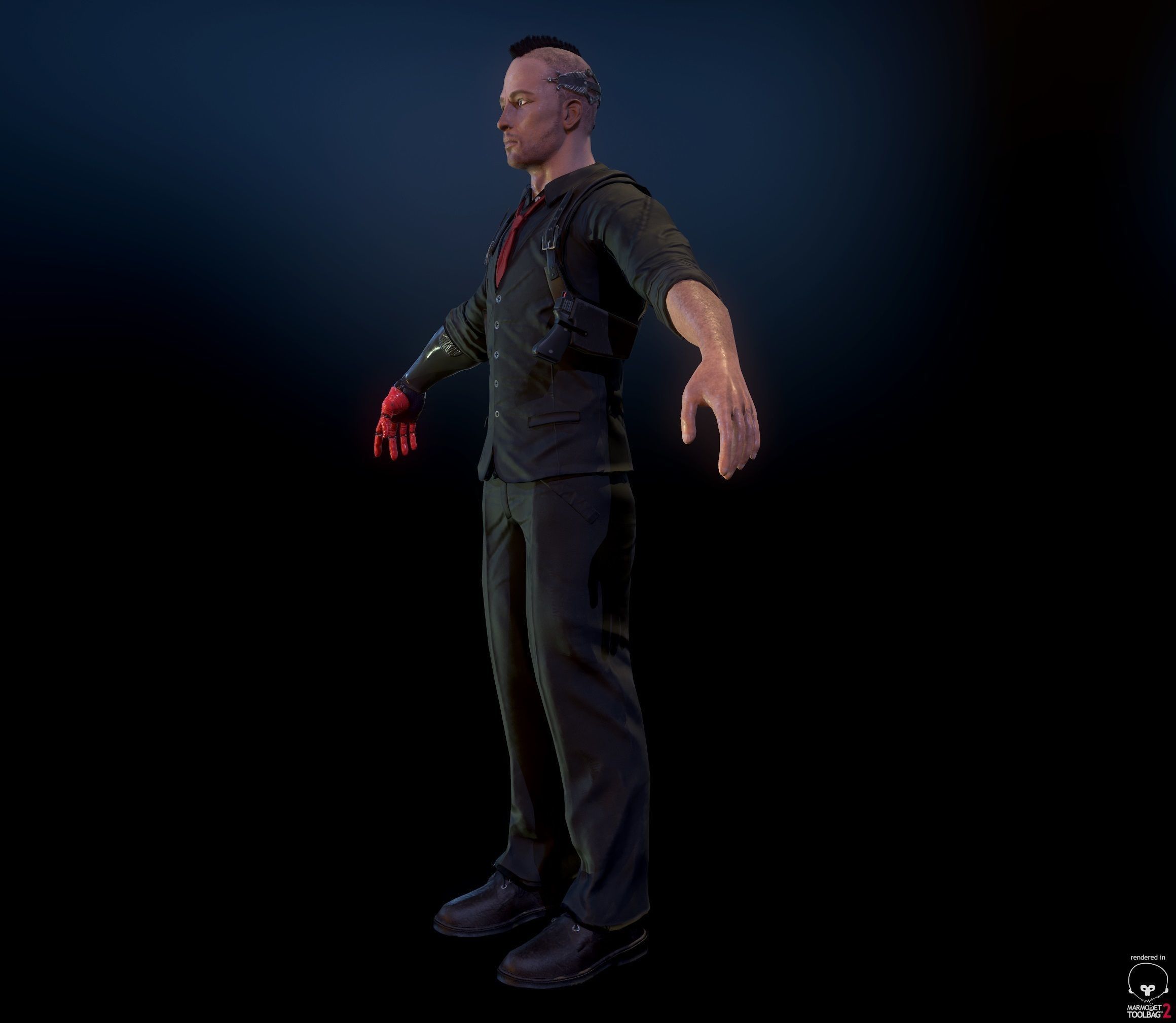 Cyberpunk detective Low-poly 3D model_12