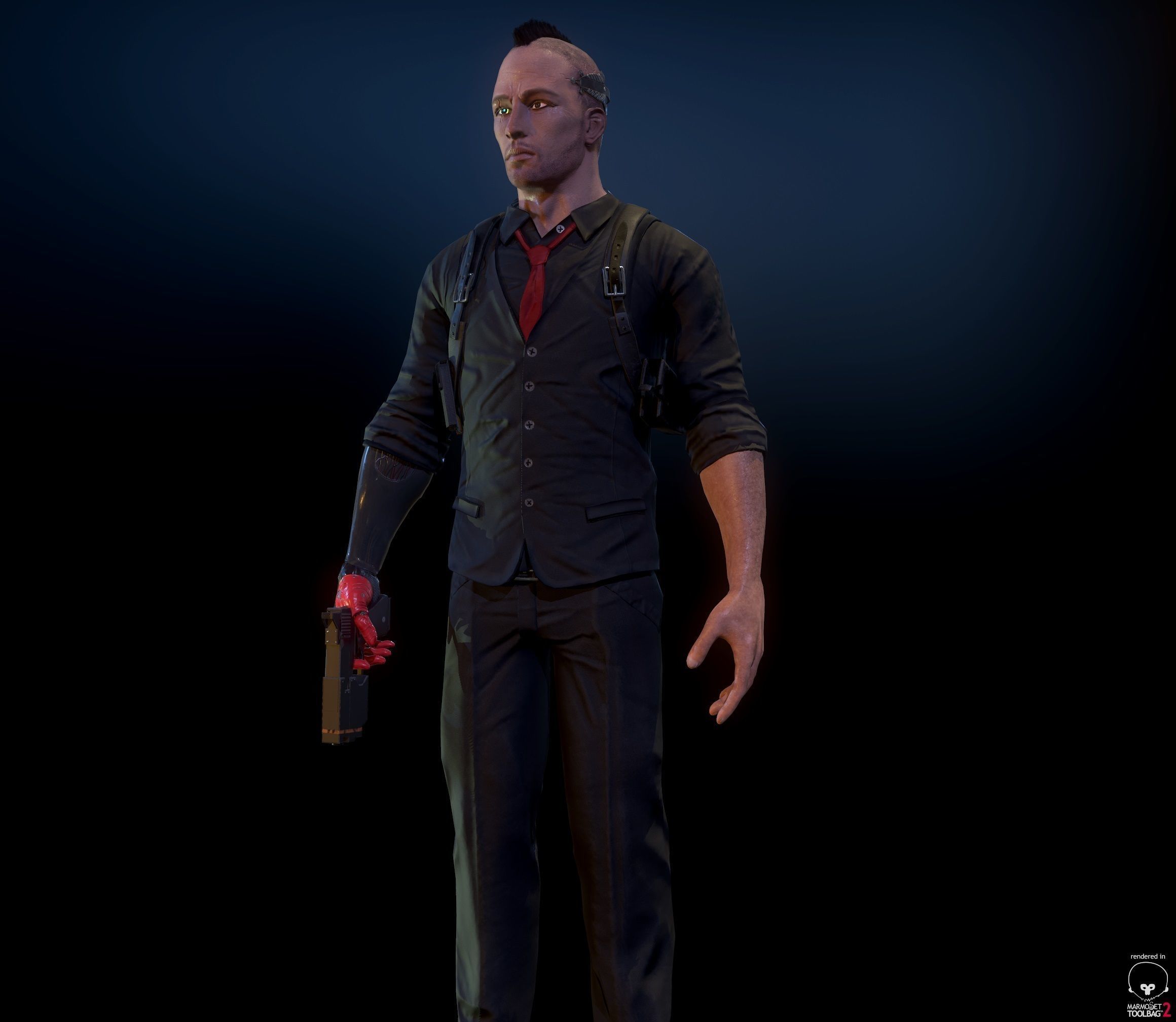 Cyberpunk detective Low-poly 3D model_23