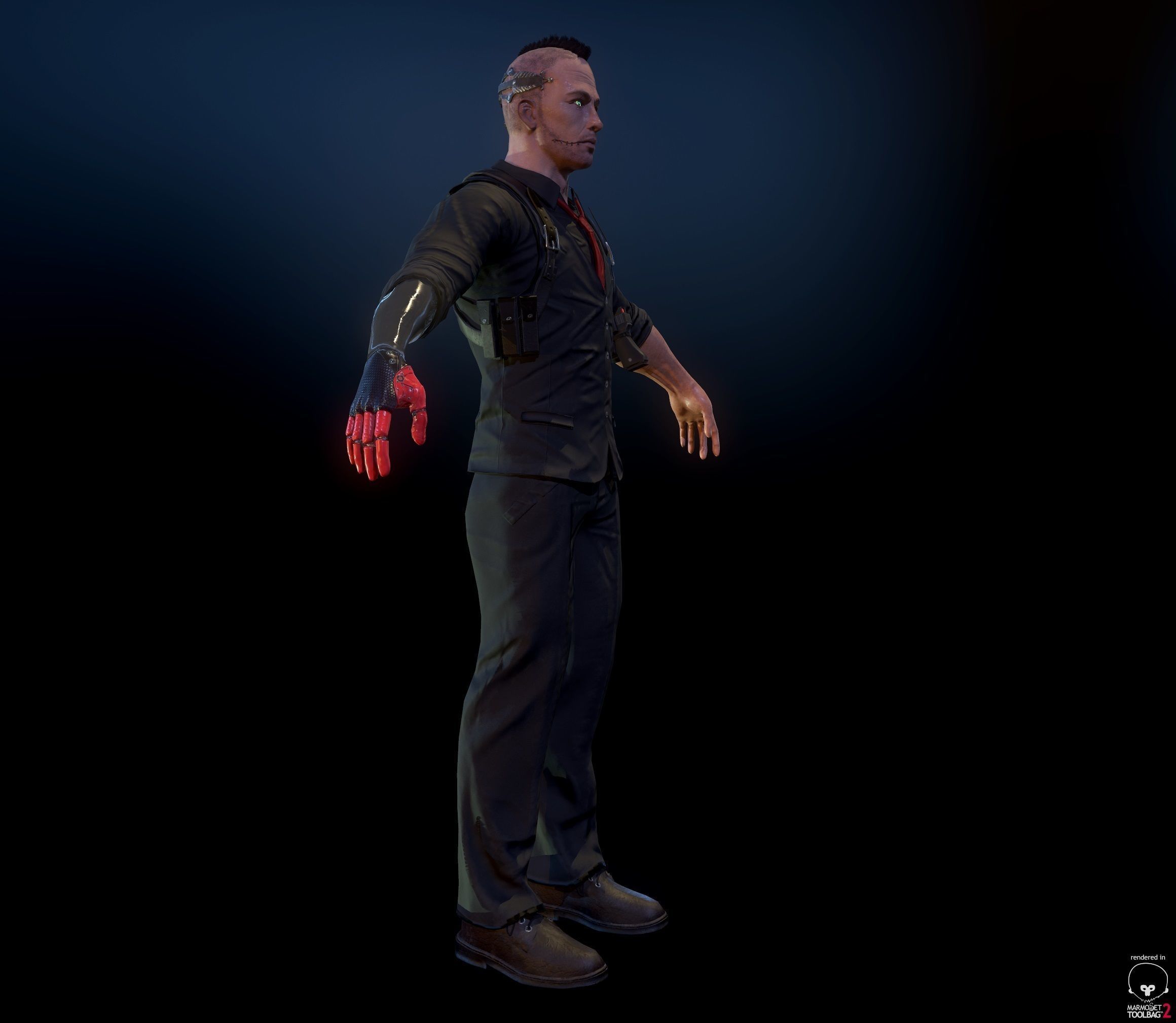 Cyberpunk detective Low-poly 3D model_21