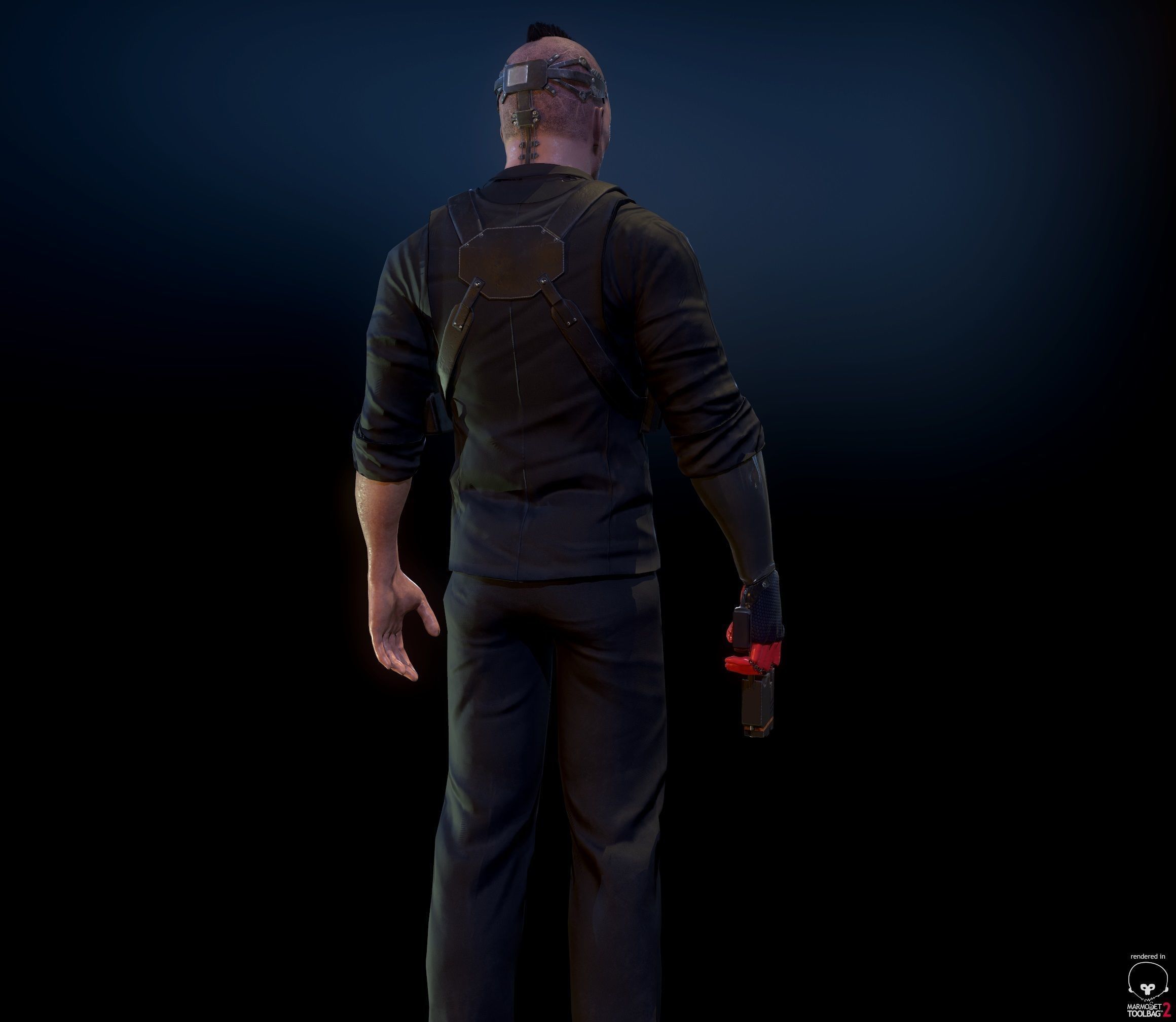 Cyberpunk detective Low-poly 3D model_8