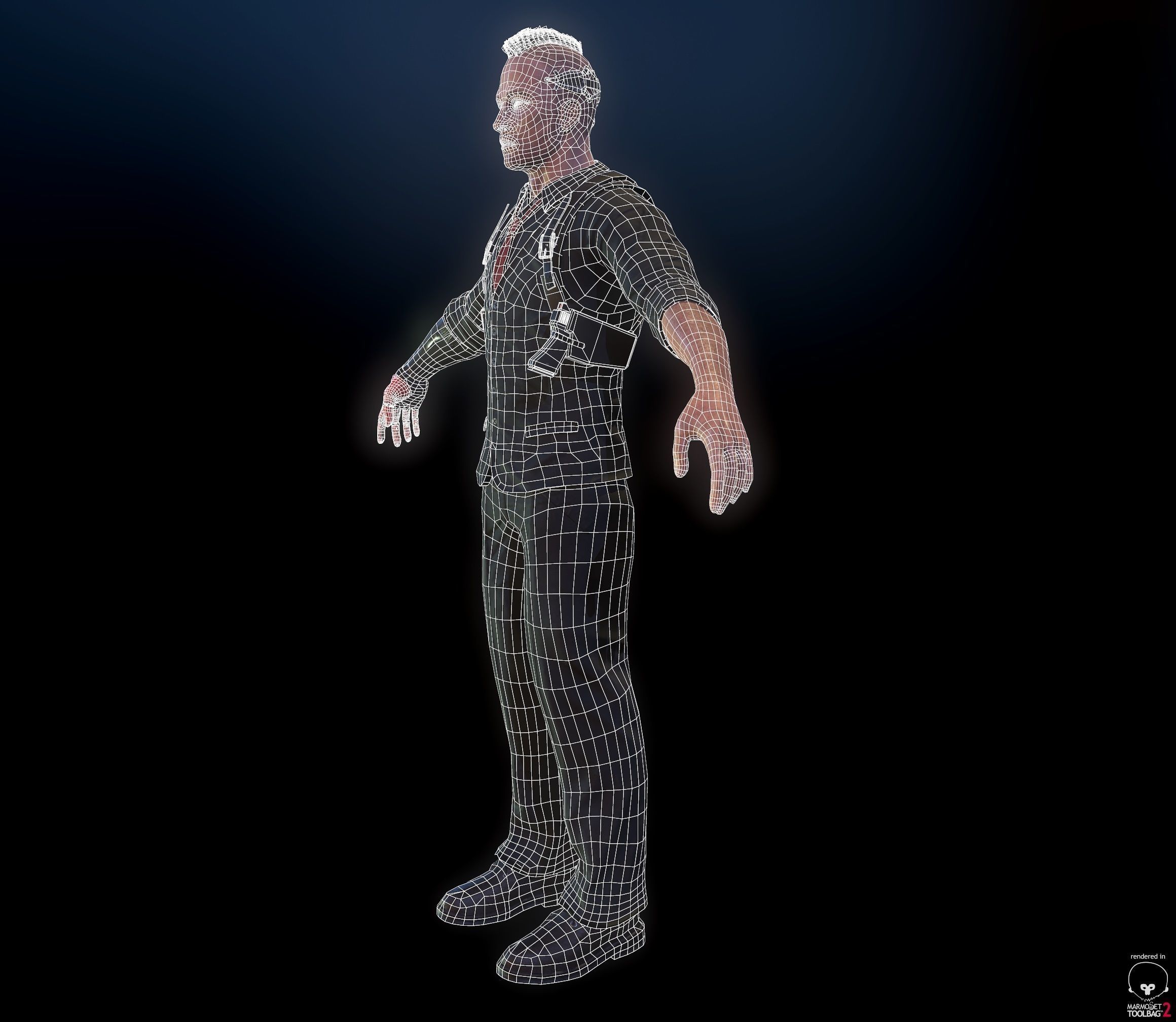 Cyberpunk detective Low-poly 3D model_13