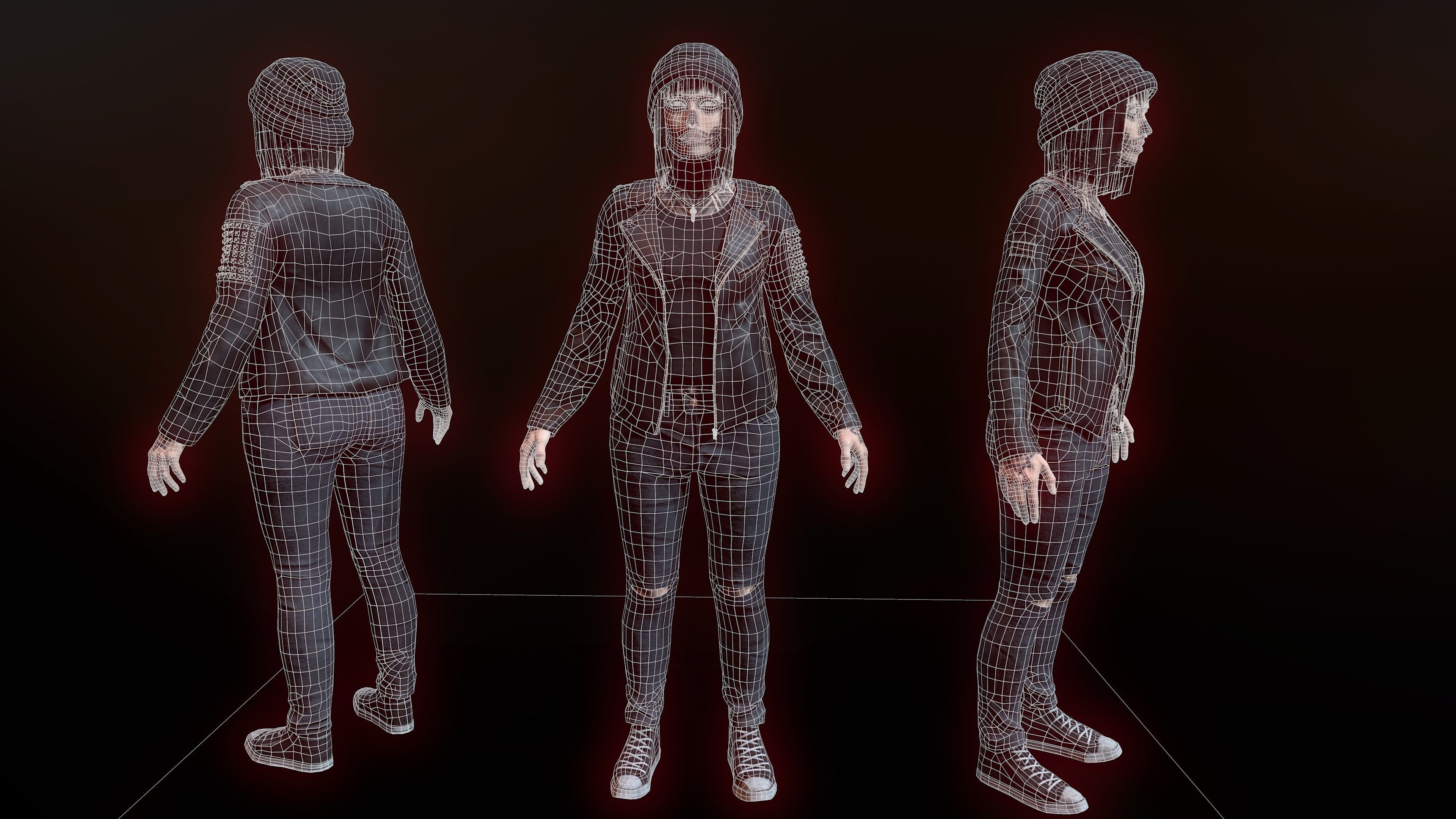 Female Character Low-poly 3D model_5