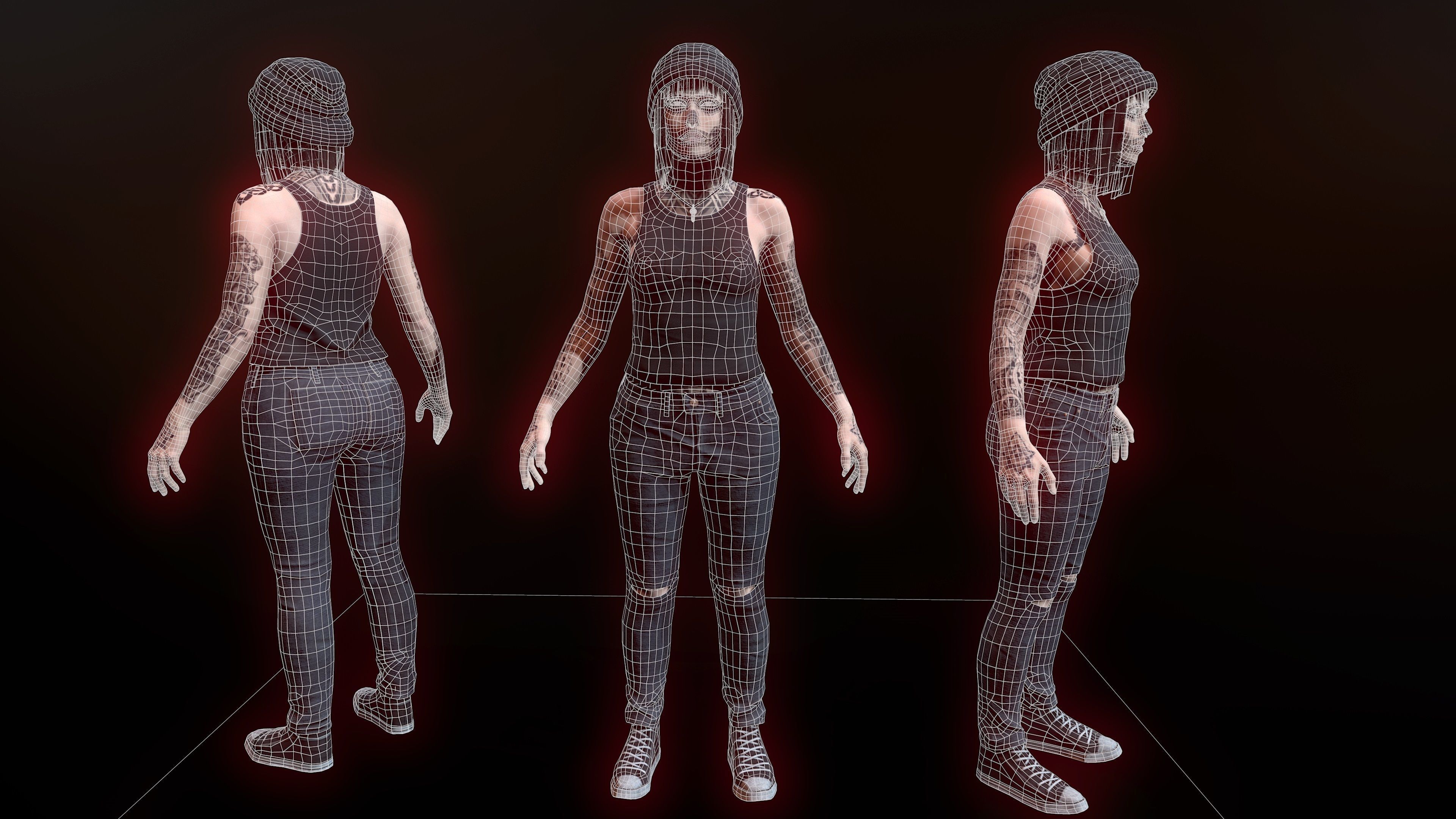 Female Character Low-poly 3D model_6